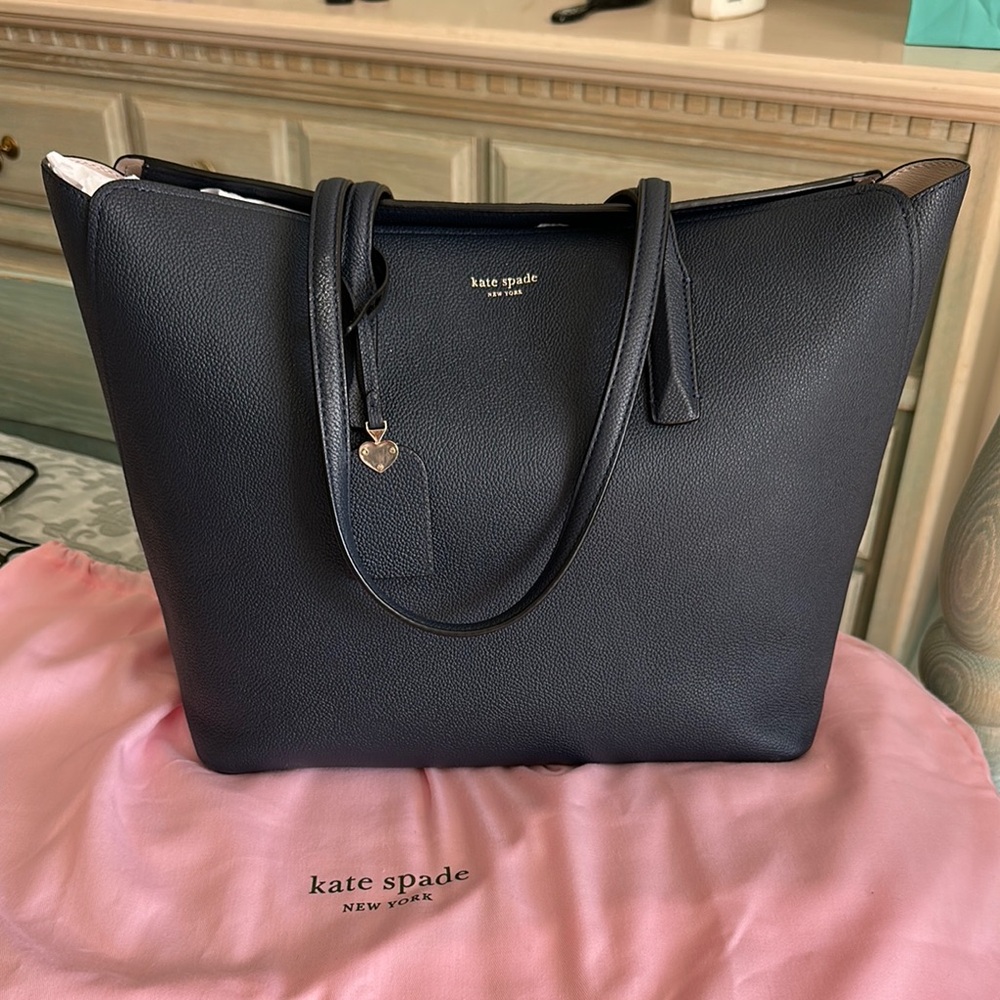 Kate Spade Navy Blue Leather Tote Bag